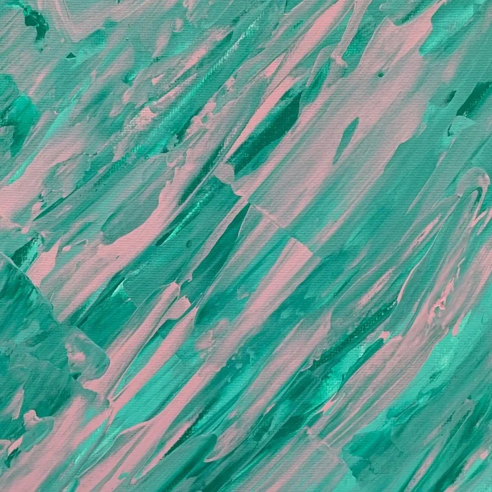 Original 8x10 Painting Pink & Green on Canvas